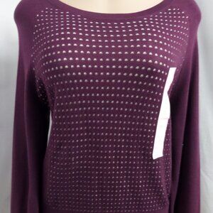 BANANA REPUBLIC   BURGUNDY BEIGE GEOMETRIC FRONT CASUAL SWEATER SIZE: PL NWT
